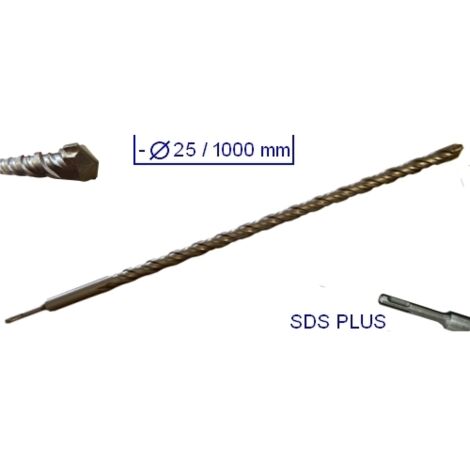 Punta gigante a doppia elica attacco SDS Plus 1000x25mm
