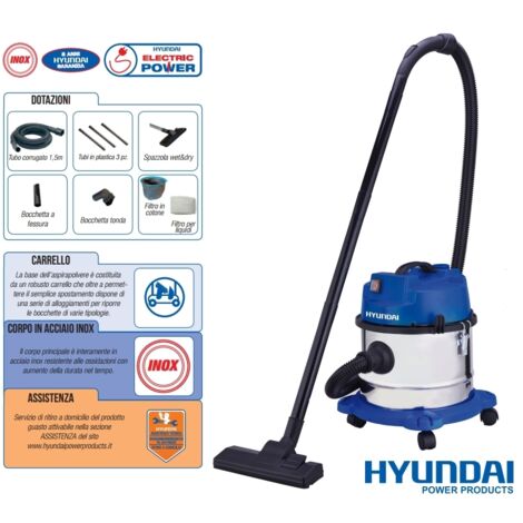 Aspiratore/Aspirapolvere/Aspiratutto solidi e liquidi 1200W 15lt. Hyundai