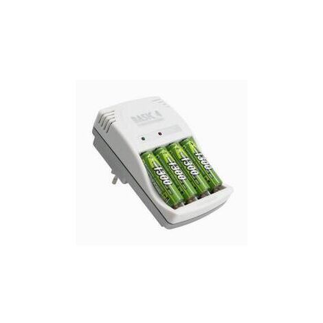 Caricabatterie per batterie ricaricabili + 4 batterie tipo stilo AA