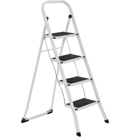 Sgabello/Scaletta pieghevole in metallo 4 gradini con gradini antiscivolo