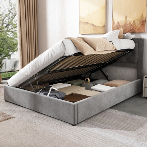 Letto matrimoniale 140x200 imbottito con contenitore TOP line 7 Velvet Rosa - prezzo, negozio - Ami Mobili