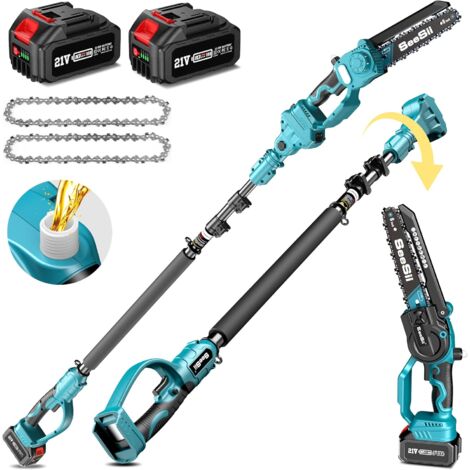 Tronçonneuse à batterie 8000mAh 2 en 1 8 pouces – Moteur Brushless – Graisseur automatique – Réservoir huile 30ml – Hauteur de travail 4,57m