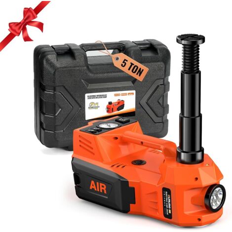 olmlmo Elektrisches Wagenheber, 12V 5T Hydraulischer Wagenheber (Hubbereich: 15,5-45 cm) mit Aufblasbare Pumpe und Licht, für Auto, SUV, Limousine, MPV, LKW, Reifenwechsel, Garage Reparatur (1/5)