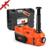 olmlmo Elektrisches Wagenheber, 12V 5T Hydraulischer Wagenheber (Hubbereich: 15,5-45 cm) mit Aufblasbare Pumpe und Licht, für Auto, SUV, Limousine, MPV, LKW, Reifenwechsel, Garage Reparatur