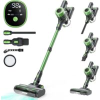Supstable Akku Staubsauger 30.000Pa, Staubsauger Kabellos mit 60 Min. Laufzeit, Super Leise Akkusauger mit LED Display/Anti-Tangle-Bürste, 450W Stielstaubsauger für Hartböden, Teppich und Tierhaare