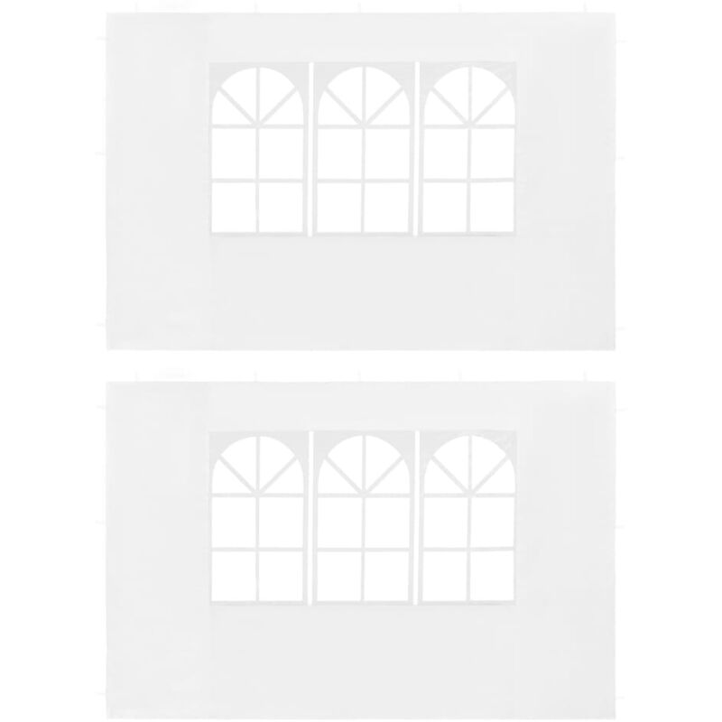 vidaXL 2X Partyzelt Tür Gartenzelt Seitenteil Pavillon Seitenwand Fenster Weiß 
