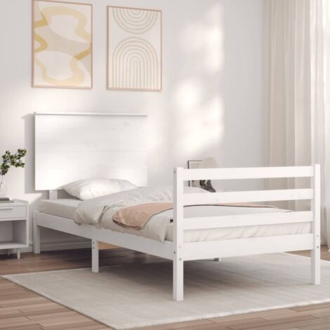 Massivholzbett mit Kopfteil Weiß 90x200 cm vidaXL (1/5)