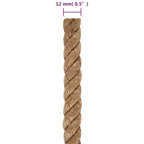 Corde de jute 50 m de long 12 mm d'épaisseur