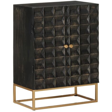 Sideboard Schwarz 55x34x75 cm Massivholz Mango und Eisen vidaXL (1/5)
