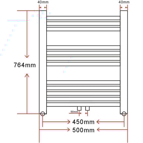 Sèche-Serviettes Chauffage Central Incurvé 500x764mm + Connecteurs vidaXL