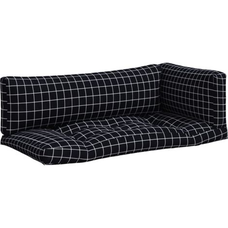 Palettenkissen 3 Stk. Schwarz Karomuster Oxford-Gewebe vidaXL