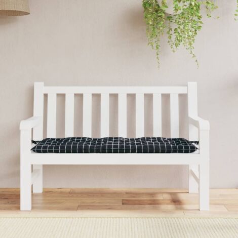 Gartenbank-Auflage Schwarz Karomuster 120x50x7 cm Stoff vidaXL