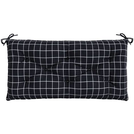 Gartenbank-Auflage Schwarz Karomuster 110x50x7 cm Stoff vidaXL