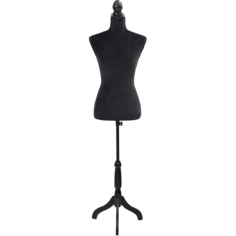 Damenbüste Schneiderpuppe Büste Torso Angezogen Mannequin Schwarz vidaXL