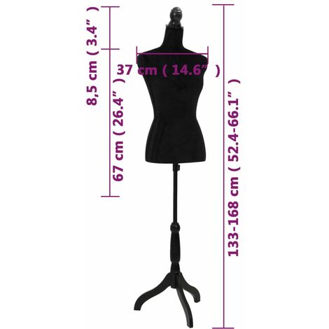 Damenbüste Schneiderpuppe Büste Torso Angezogen Mannequin Schwarz vidaXL