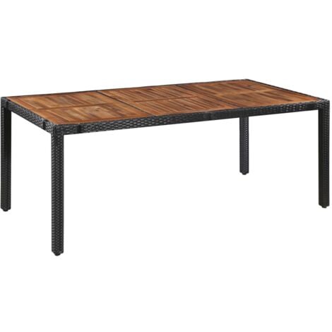 9-tlg. Garten-Essgruppe Poly Rattan Akazie Massivholz Schwarz vidaXL