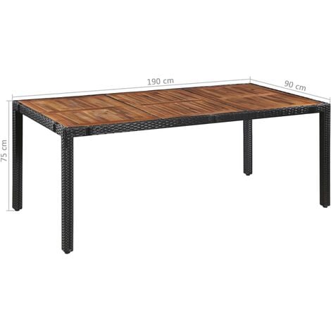 9-tlg. Garten-Essgruppe Poly Rattan Akazie Massivholz Schwarz vidaXL