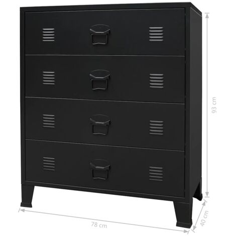 Schubladenschrank Metall Industrie-Stil 78 x 40 x 93 cm Schwarz vidaXL