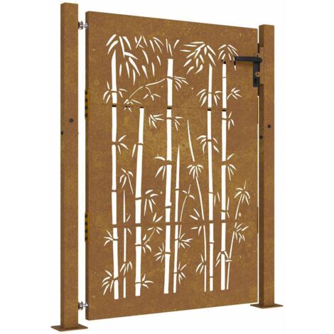 Gartentor 100x150 cm Cortenstahl Bambus-Design vidaXL (1/5)