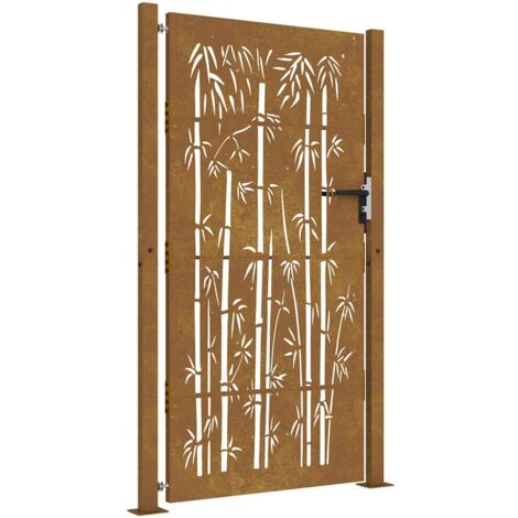 Gartentor 100x200 cm Cortenstahl Bambus-Design vidaXL