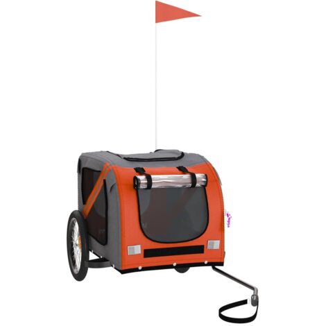 vidaXL Pet Bike Trailer Orange and Black Oxford Fabric&Iron