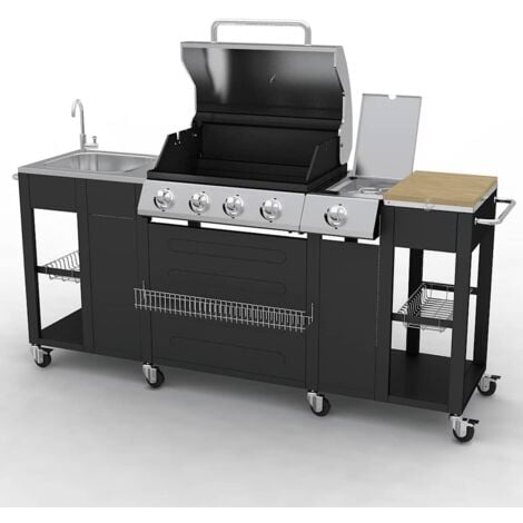 Gasgrill mit 4+1 Flammen Schwarz vidaXL