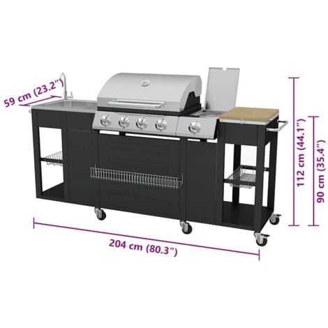 Gasgrill mit 4+1 Flammen Schwarz vidaXL
