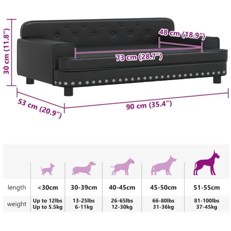 Hundebett Schwarz 90x53x30 cm Kunstleder vidaXL