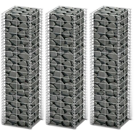 Gabionen-Set 3-tlg. Verzinkter Draht 25×25×100 cm vidaXL