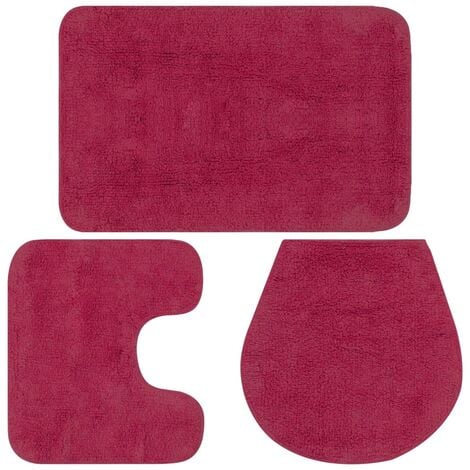 Badematten-Set 3-tlg. Stoff Fuchsia vidaXL