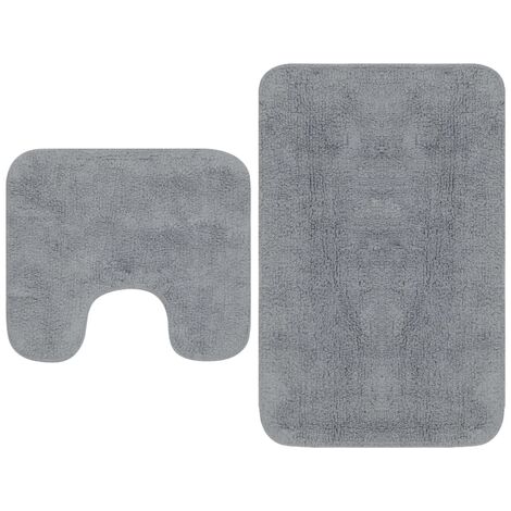 Badematten-Set 2-tlg. Stoff Grau vidaXL