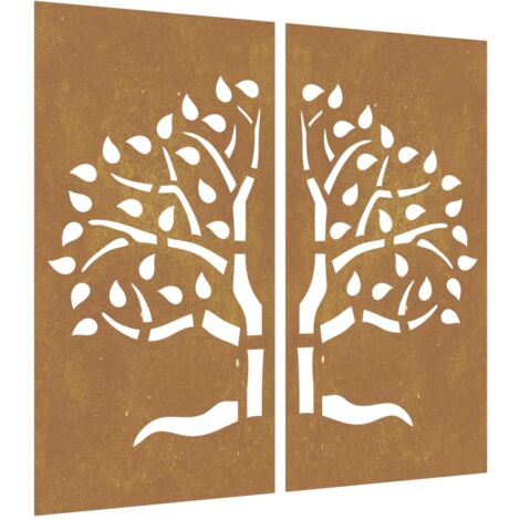 2tlg. GartenWanddeko 105x155 cm Cortenstahl BaumDesign vidaXL
