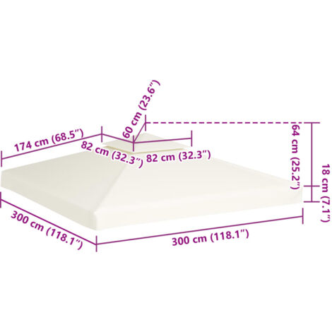vidaXL Pavillon Abdeckung 310 g m² 4x3 m Creme Ersatzdach Partyzelt Plane 