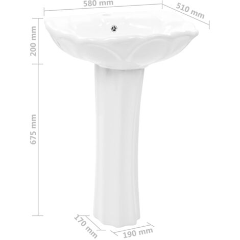 Freistehendes Waschbecken mit Säule Keramik Weiß 580x510x200 mm vidaXL