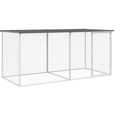 Hühnerkäfig mit Dach Anthrazit 203x98x90 cm Verzinkter Stahl vidaXL (1/5)