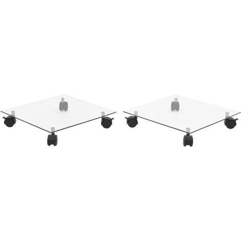vidaXL Pflanzenständer mit Rollen 2 Stück Hartglas 35x35 cm Quadrat