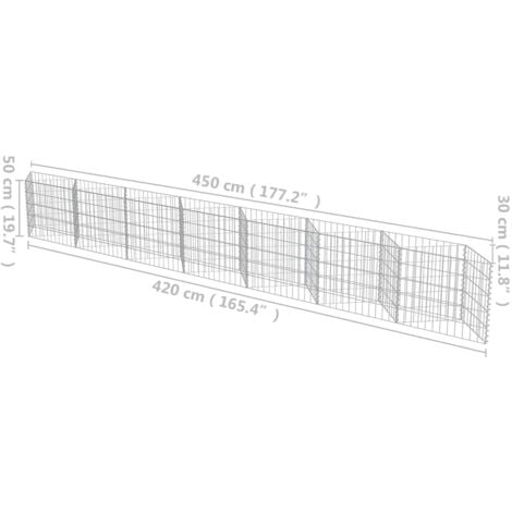 Gabionenwand Verzinkter Stahl 450×30×50 cm vidaXL
