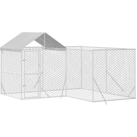 Outdoor-Hundezwinger mit Dach Silbern 4x4x2,5m Verzinkter Stahl vidaXL