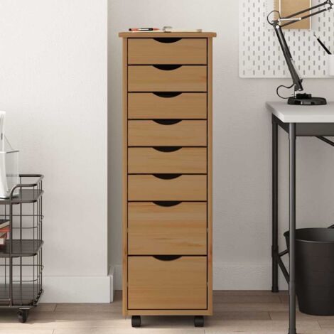 VidaXL Rollschrank Mit Schubladen Moss Schwarz Massivholz Kiefer, Kommode, Schubladenschrank, Schreibtischschrank, Aktenschrank, Büroschrank
