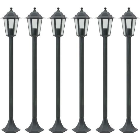 vidaXL Garden Post Lights 6 pcs E27 110 cm Aluminium Dark Green