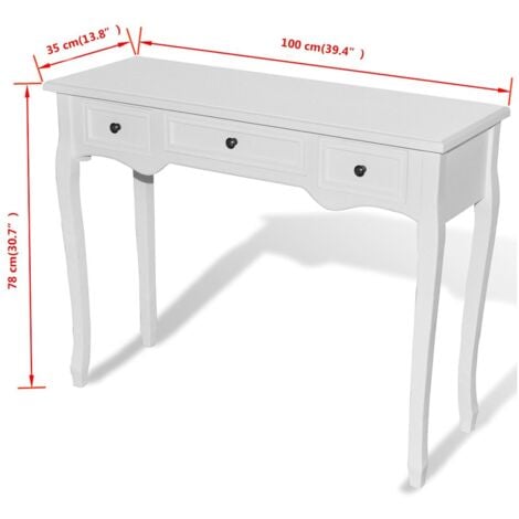 vidaXL Tavolo Consolle da Trucco con 3 Cassetti Bianco