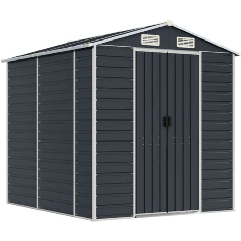 Vidaxl – Gerätehaus Anthrazit 191x215x198 cm – Verzinkter Stahl – Korrosionsschutz für Außenlagerung – Mit Eckenschutz (1/6)