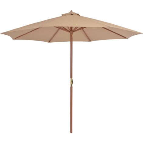 Sonnenschirm mit Holz-Mast 300 cm Taupe vidaXL