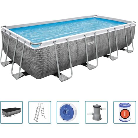 Power Steel Pool-Set Rechteckig 488×244×122 cm Bestway