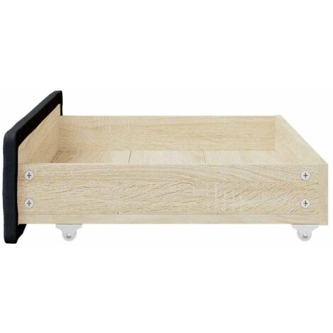 vidaXL Bed Drawers 2 pcs Black Engineered Wood and Faux Leather