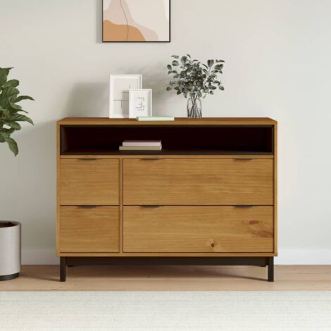 vidaXL Mobile Porta TV 110x30x33,5 cm in Legno Massello di Pino
