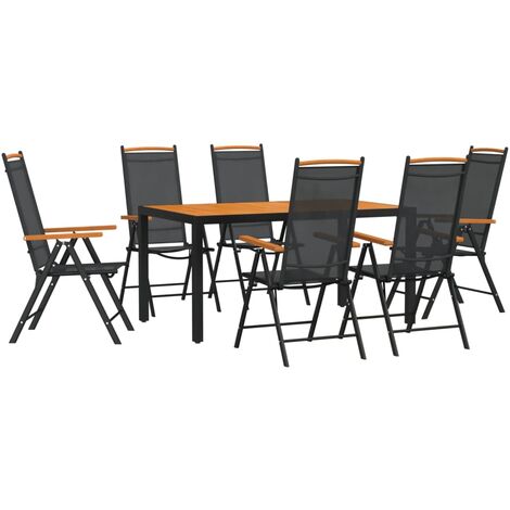 7-tlg. Garten-Essgruppe Schwarz und Braun Aluminium vidaXL