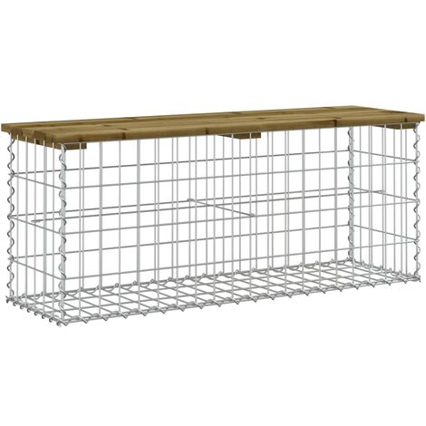 Gartenbank aus Gabionen 103x31,5x42 cm Kiefernholz Imprägniert vidaXL