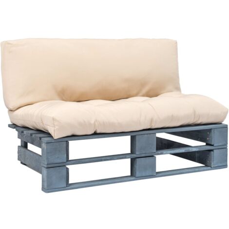 Outdoor-Sofa Paletten mit Kissen in Sandfarben Kiefernholz vidaXL