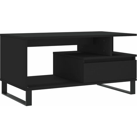vidaXL Couchtisch Schwarz 90x49x45 cm Ingenieurholz